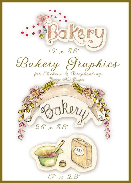 Digital Prints Bakery Graphics No.1 Watercolor Painting Instant Download