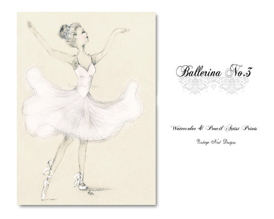 Digital Print Ballerina No.3 Pencil Drawing Instant Download