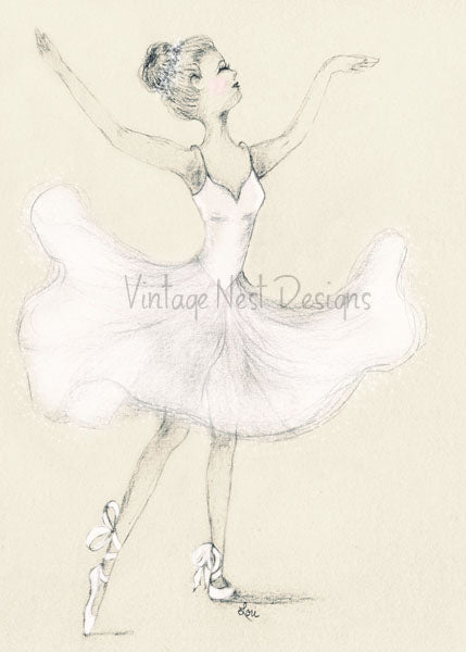 Dessin au crayon numérique de danseuse classique n°3