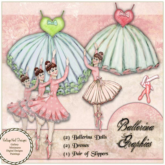 Ballerina Graphics Nr. 1 Digitale Kunstdrucke Scrapbooking