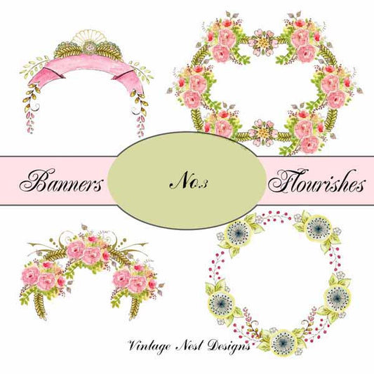 Digital Scrapbooking Banner Flourishes No.3 Instant Downoload