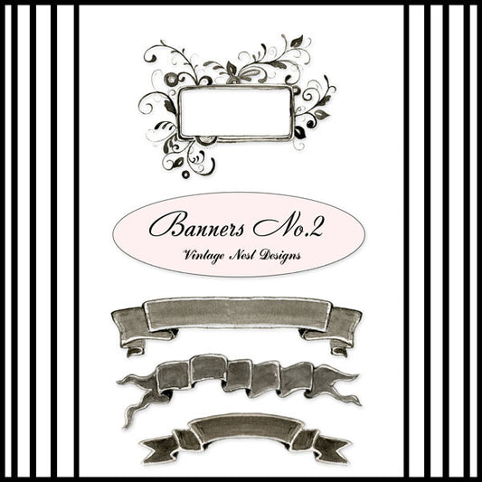 Digital Scrapbooking Banner Flourishes No.2 Instant Download