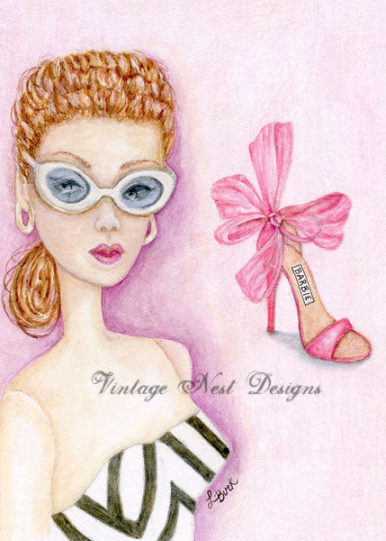 Barbie Puppe Nr. 11 Digitaldruck Aquarellmalerei