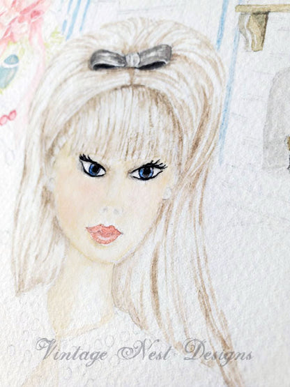 Weihnachts-Barbie Nr. 11 Digitaldruck Aquarellmalerei