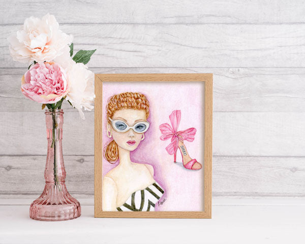 Digital Print Barbie Doll No.11 Watercolor Painting Instant Download