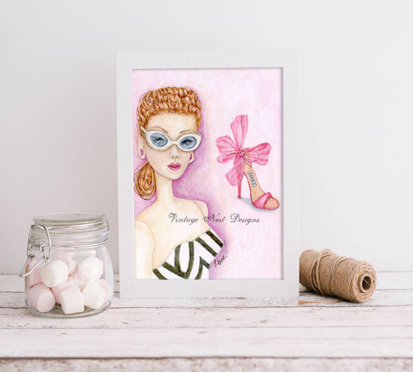 Digital Print Barbie Doll No.11 Watercolor Painting Instant Download