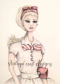 Digital Print Barbie No.9:1 Watercolor Painting Instant Download
