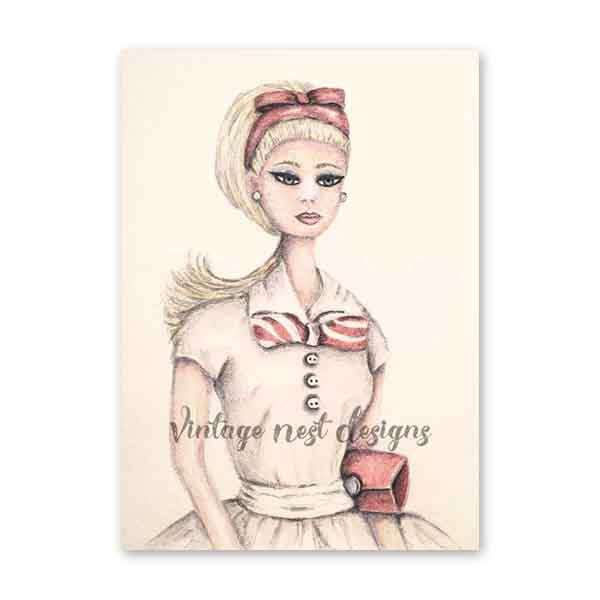 Digital Print Barbie No.9:2 Watercolor Painting Instant Download