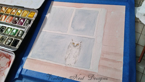 Digital Print Barn Owl No.1 Watercolor Painting Instant Download