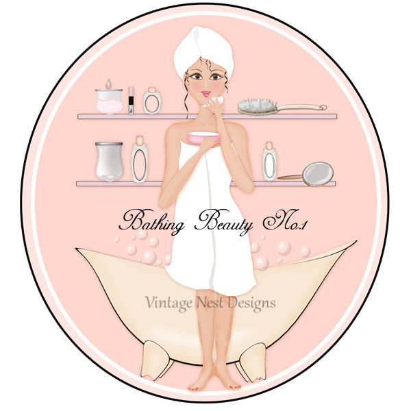 Digital Print Bathing Beauty No.1 Illustration Instant Download