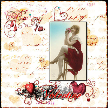 Digital Scrapbooking Be My Valentine Quick Page No.1 Instant Download