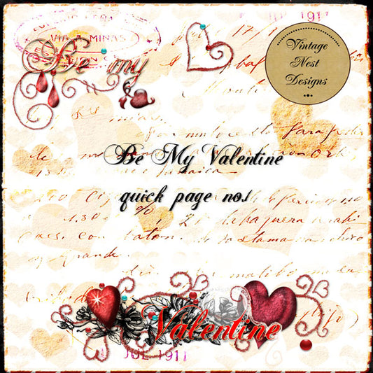 Digital Scrapbooking Be My Valentine Quick Page No.1 Instant Download