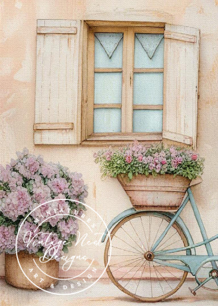 Impressions numériques Vélo et fleurs N°2 Peinture à l'aquarelle