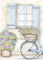 Digital Print Bicycle & Flowers No.1 Watercolor Painting Instant Download
