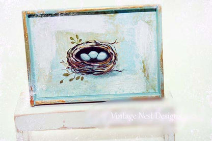 Miniature Bird Nest No.30 Dollhouse Wooden Framed Art Wall Decor 112 Scale