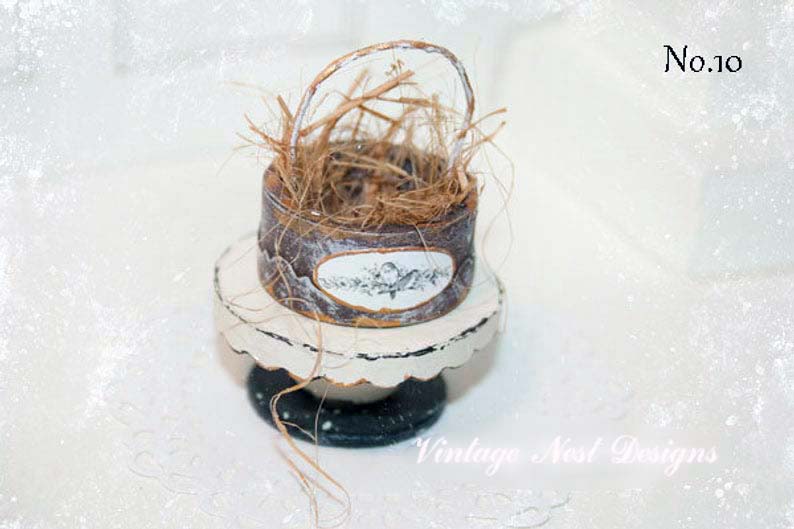 Bird Nest Box Round No.4 Dollhouse Miniature Handmade