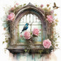 Digital Print Bird Nest Window No.1 Illustration Instant Download
