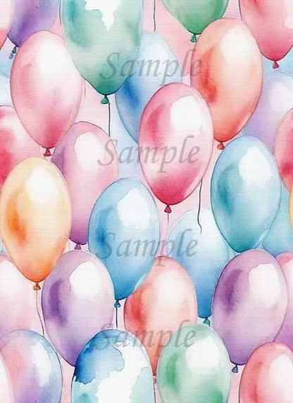 Digital Scrapbooking Birthday Paper Pack No.1 Illustration Instant Download