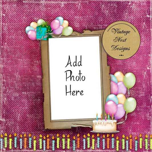 Digital Scrapbooking Birthday Surprise Quick Page No.1 Instant Download