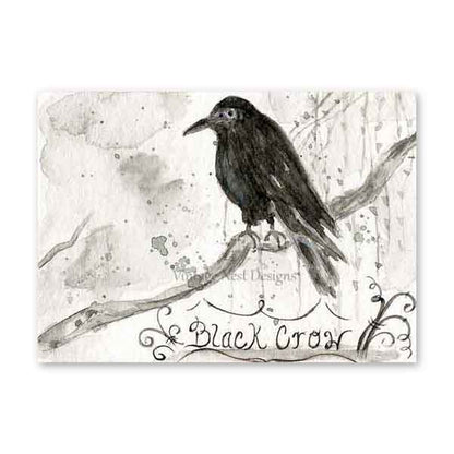 Digital Prints Black Crow No.1 ACEO Watercolor Painting Instant Download