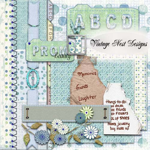 Blue Beauty Kit Digital Scrapbooking Freebie