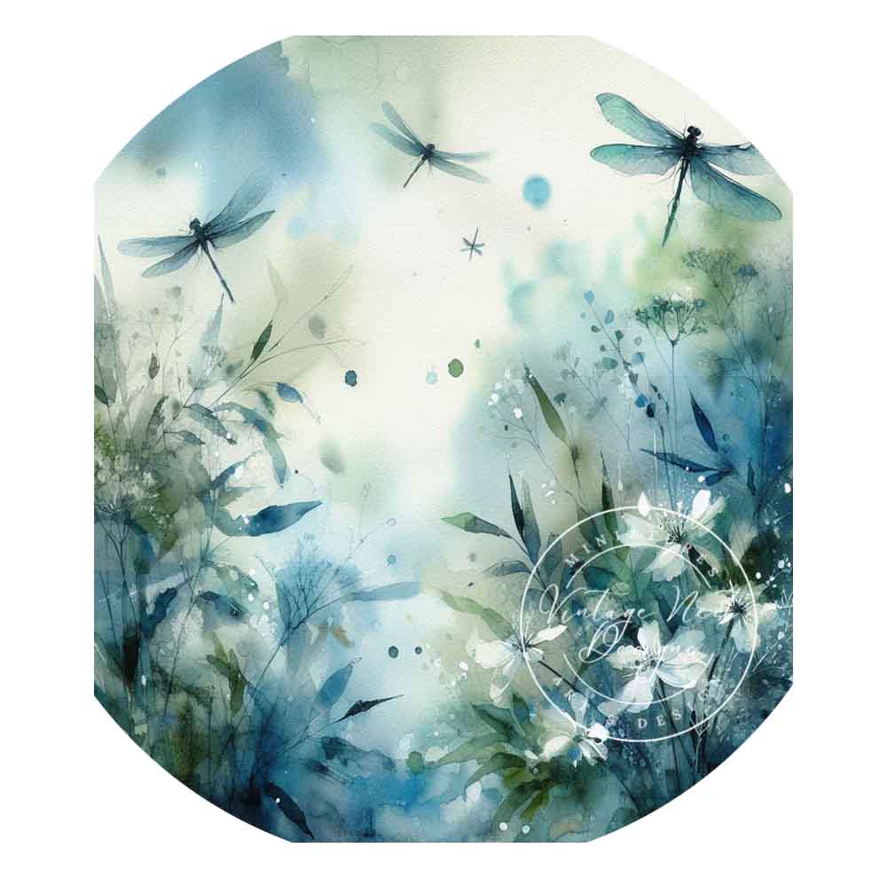 Digital Prints Flowers & Dragonflies Watercolor Painting Instant Download