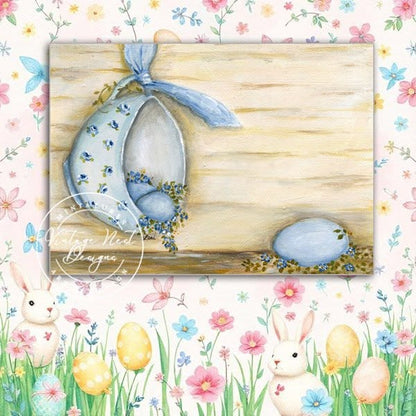 Digital Print Blue Eggs in a Cup No.1 Acrylic Painting Instant Download