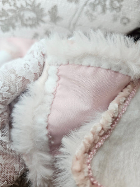 Barbie Fashion White Winter Coat & Blush Accessories Handmade 11.5" Scale Clothes