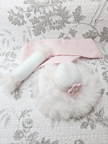 Barbie Fashion White Winter Coat & Blush Accessories Handmade 11.5" Scale Clothes