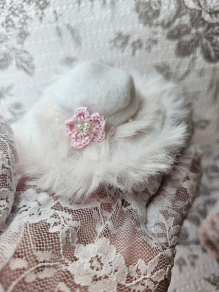 Barbie Fashion White Winter Coat & Blush Accessories Handmade 11.5" Scale Clothes