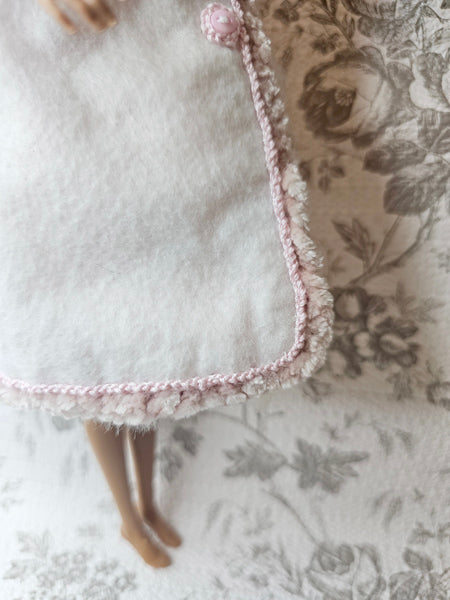 Barbie Fashion White Winter Coat & Blush Accessories Handmade 11.5" Scale Clothes