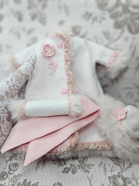 Barbie Fashion White Winter Coat & Blush Accessories Handmade 11.5" Scale Clothes