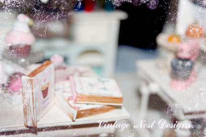 Shabby Chic Books No.6 for Miniature Doll House Diorama or Shadow Box