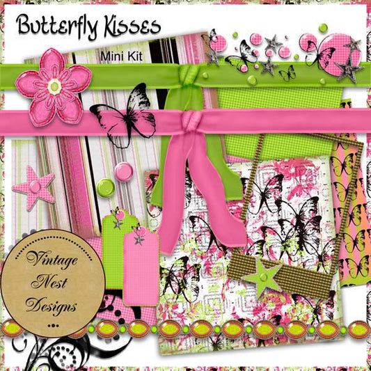Digital Scrapbooking Butterfly Kisses Kit Instant Download