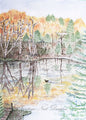 Hütte am See Nr. 1 Digitaldruck Aquarellmalerei