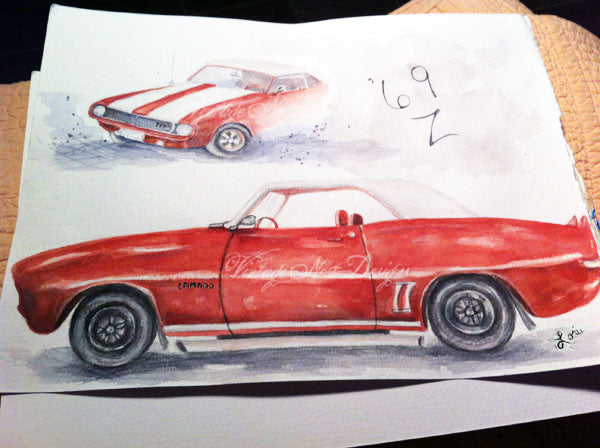 Camaro Z28 Nr. 1 Digitaldruck Aquarellmalerei