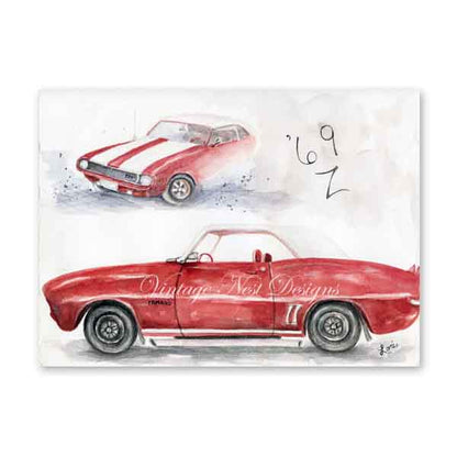 Camaro Z28 Nr. 1 Digitaldruck Aquarellmalerei