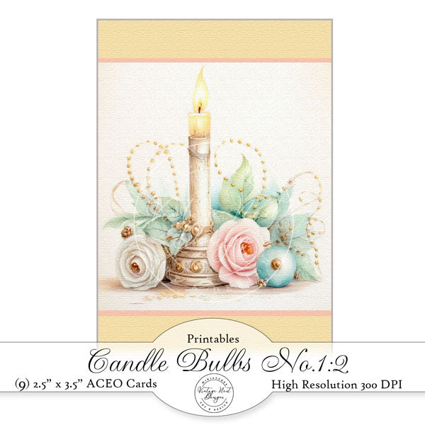 Candle Bulbs No.2 ACEO Digital Prints Illustration