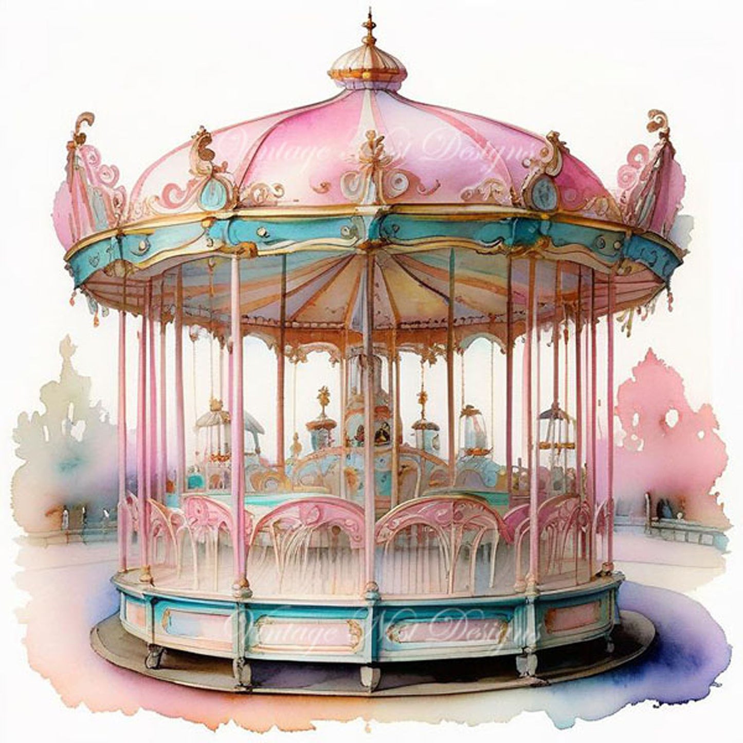 Digitaldruck-Karussell Nr. 3 Illustration Sofort-Download