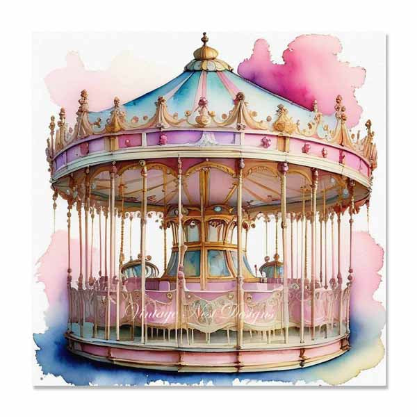 Digital Print Carousel No.2 Illustration Instant Download