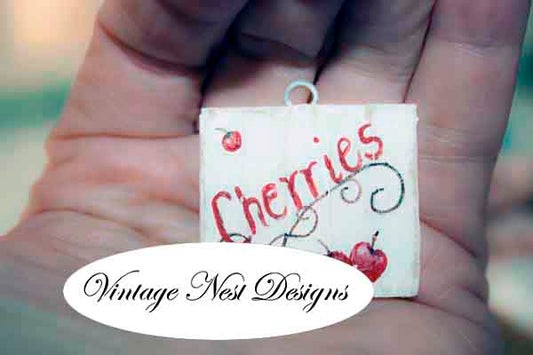 Miniature Cherries Sign No.1 Dollhouse Handmade