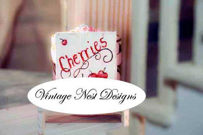 Miniature Cherries Sign No.1 Dollhouse Handmade