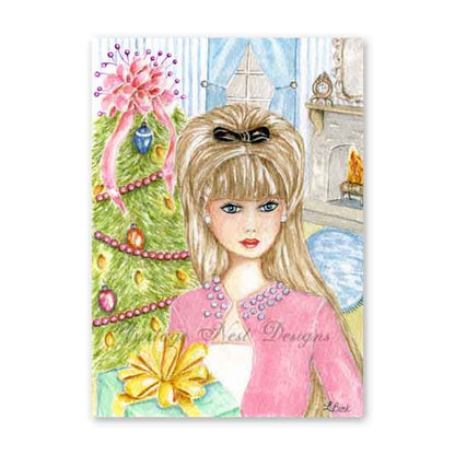 Weihnachts-Barbie Nr. 11 Digitaldruck Aquarellmalerei