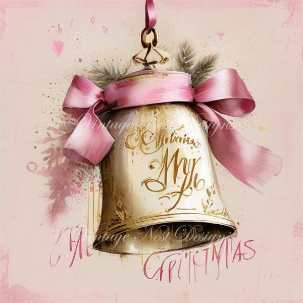 Digital Print Christmas Bell No.4 Illustration Instant Download