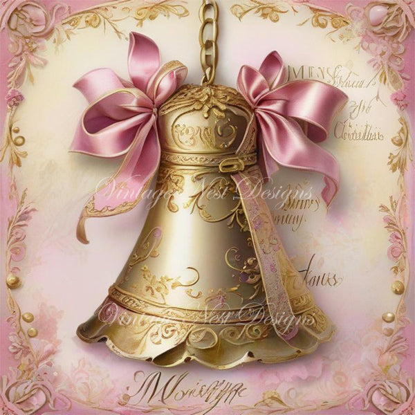 Digital Print Christmas Bell No.5 Illustration Instant Download