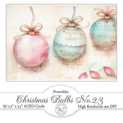 Christmas Bulbs No.1:2 ACEO Digital Prints Illustration
