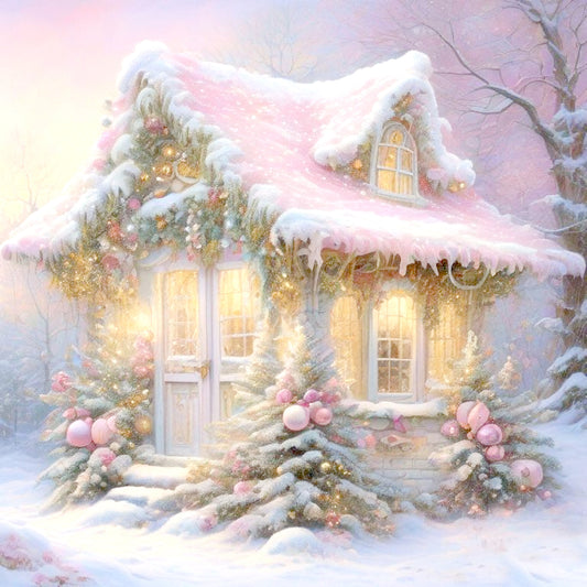 Digital Print Christmas Cottage No.2 Illustration Instant Download