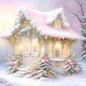 Weihnachtshütte Nr.2 Digitaldruck-Illustration