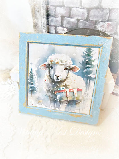 Miniature Christmas Ewe No.1:1 Handmade for Dollhouse Diorama Shadow Box