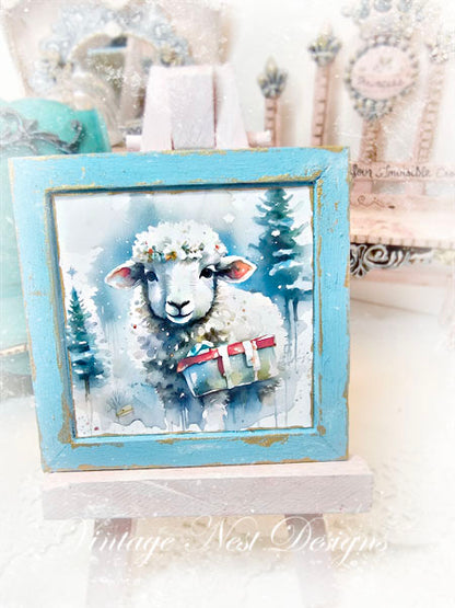 Miniature Christmas Ewe No.1:1 Handmade for Dollhouse Diorama Shadow Box